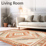 Geometric Diamond Stripe Earthy Beige Rich Terracotta(Orange)