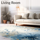 Dreamy Garden Bath with Artistic Watercolor Flower Impressions(Blue)