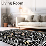 Abstract Petal Mosaic with Vintage Inspired Filigree Flourishes(Black)