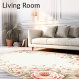 Elegant White and Beige Area with Blush Rose Accents(Beige)