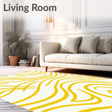 Waves Abstract Swirl Modern Minimalist Brushstroke (Yellow)