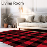 Bold Buffalo Check Design with Rustic Inspired Motifs(Red)
