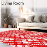 Whimsical Festive Gingham with Cane Stripe Interlocking Motifs(Red)