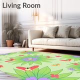 Meadow Blossom Medley Featuring Whimsical Illustrations (Green)