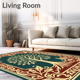 Traditional Oak Tree Motif with Decorative Branch Scrollwork(Green)