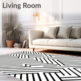 Bold Chevron Streaked with Dynamic Monochrome Accents(Black)