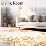 Artisan Leaf Motif Area Non Slip Decorative Duo(Beige)