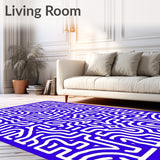 Retro Optical Maze with Playful Interlocking Tiles (Blue)