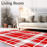Seasonal Tartan Inspired Grid With Balanced Color Blocks(Red)