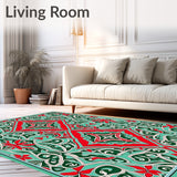 Botanical Vine Lattice Artisan Tapestry (Red)