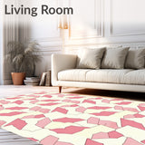 Hexagonal Mosaic Contemporary with Interconnected Shapes(Pink)