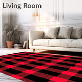 Heritage Plaid Floor Covering with Rustic Cabin Crossweave(Black)
