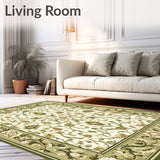 Sophisticated Olive with Detailed Scrollwork and Floral Motifs(Beige)