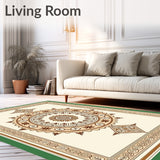 Traditional Medallion Artistry With Symmetrical Framework (Beige)