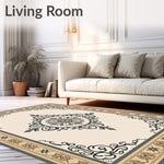 Vintage Medallion Scrollwork with Elegant Flourishes and Timeless Motifs (Beige) - ODIKA