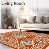 Boho Trellis Medallion with Interlocking Lattice and Southwest Motifs(Brown)