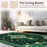 Ultra Soft Area Rug, Non Slip, Stain Resistant, Washable Area Rugs for Living Room, Bedroom, Vintage Celestial Zodiac(Green)
