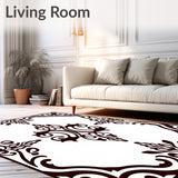 Elegant Swirling Damask Traditional Motif Decorative Flooring Accent(Brown)