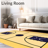 Basketball Court Beige Floor Navy Key Black Lines(Beige)
