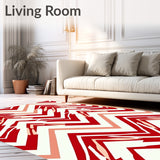 Elegant Chevron Design Featuring Symmetrical Festive Motifs(Red)