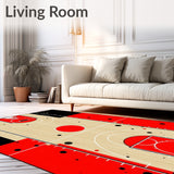 Non Slip Basketball Court Rug with Thickened Area Carpet Flooring(Red)