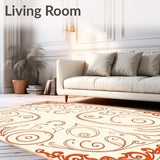 Opulent Curled Wool Inspired Swirling Motif Accent(Beige)