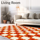 Harvest Checkerboard Decorative Floor with Autumn Motifs(Orange)