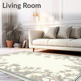 Elegant Damask Area in Smoke and Beige Tones with Refined Swirl Motifs(Beige)