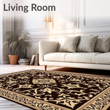 Luxurious Wavy Damask Jacquard Medallion Embellished (Brown)