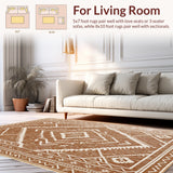 Ultra Soft Area Rug, Non Slip, Stain Resistant, Washable Area Rugs for Living Room, Bedroom, Western Aztec Low Pile(Brown)
