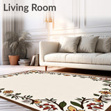 Botanical Vinework with Stylized Blossom Borders and Subtle Distressing(Beige)