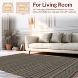 Ultra Soft Area Rug, Non Slip, Stain Resistant, Washable Area Rugs for Living Room, Bedroom, Farmhouse Braided Cotton(Gray)