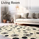 Artistic Daisy Bloom Entry With Modern Black Accent Floral Design(Beige)