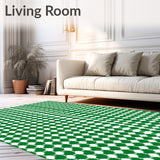 Yuletide Gingham Grid Celebration Floor Covering Decorative(Green)