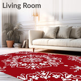Festive Snowflake Medallion Winter Holiday Accent Throw(Red)