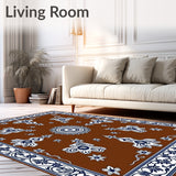 Burst Symmetrical Medallion with Ornate Floral(Brown)