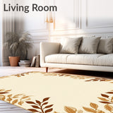Brown Area Elegant Leaf Print(Beige)