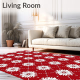 Scandinavian Folk Art Inspired Festive Motifs with Stylized Snow Blossoms(Red)