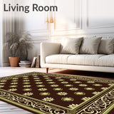 Verdant Vine Lattice Interlocking Botanical Scroll Motif(Brown)