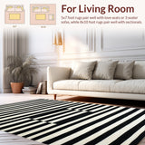 Contemporary Contrast Stripe Featuring Bold Black and White Banding Designs(Black)
