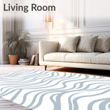 Abstract Curved Lines Modern Pile Easy Cleaning Indoor (Gray) - ODIKA
