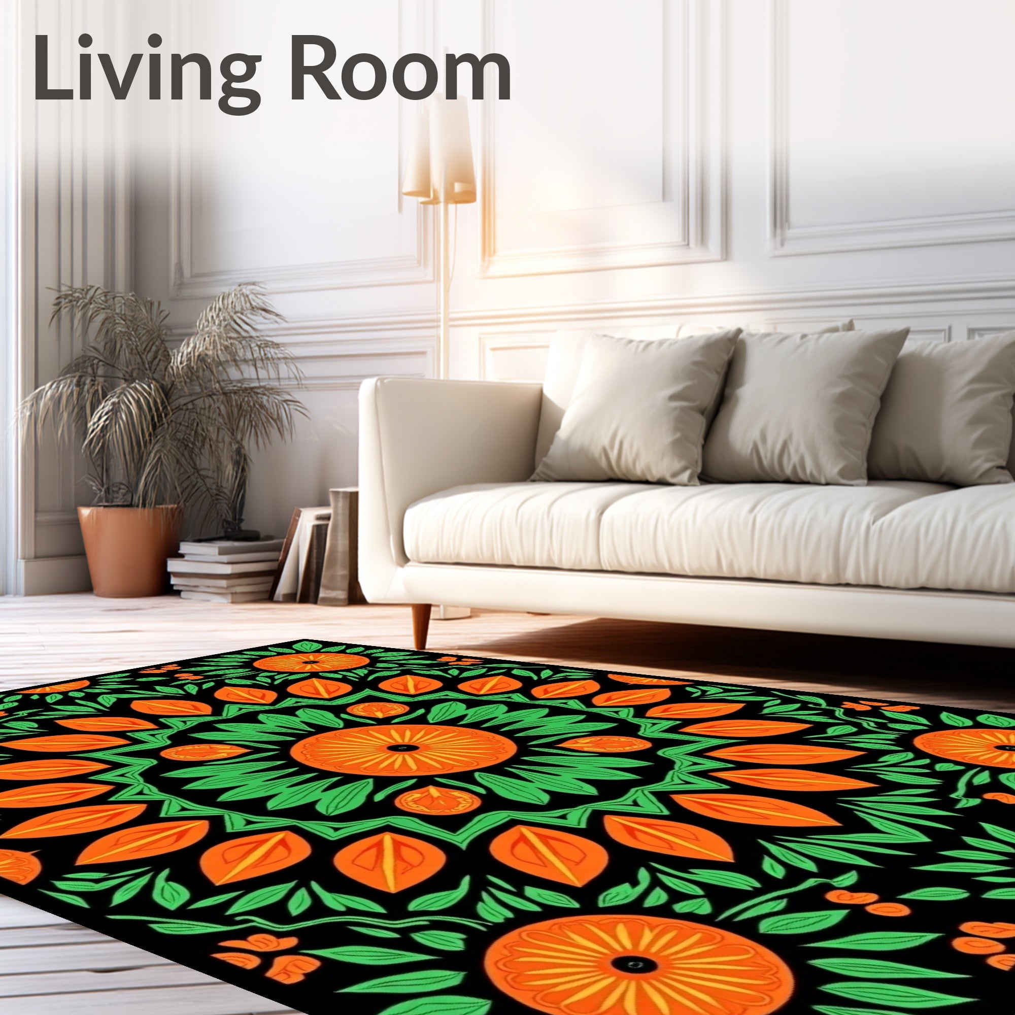 Tangerine Grove Medallion with Botanical Accents (Orange) - ODIKA