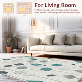 Ultra Soft Area Rug, Non Slip, Stain Resistant, Washable Area Rugs for Living Room, Bedroom, Modern Floral Living Room Rug(Gray)