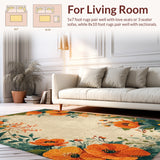 Ultra Soft Area Rug, Non Slip, Stain Resistant, Washable Area Rugs for Living Room, Bedroom, Vintage Floral Distressed(Beige)