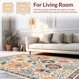 Ultra Soft Area Rug, Non Slip, Stain Resistant, Washable Area Rugs for Living Room, Bedroom, Floral Vintage Medallion(Beige)