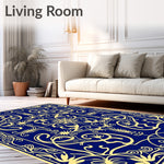 Art Nouveau Inspired Swirling Petal Mosaic with Stylized Blossoms (Blue) - ODIKA