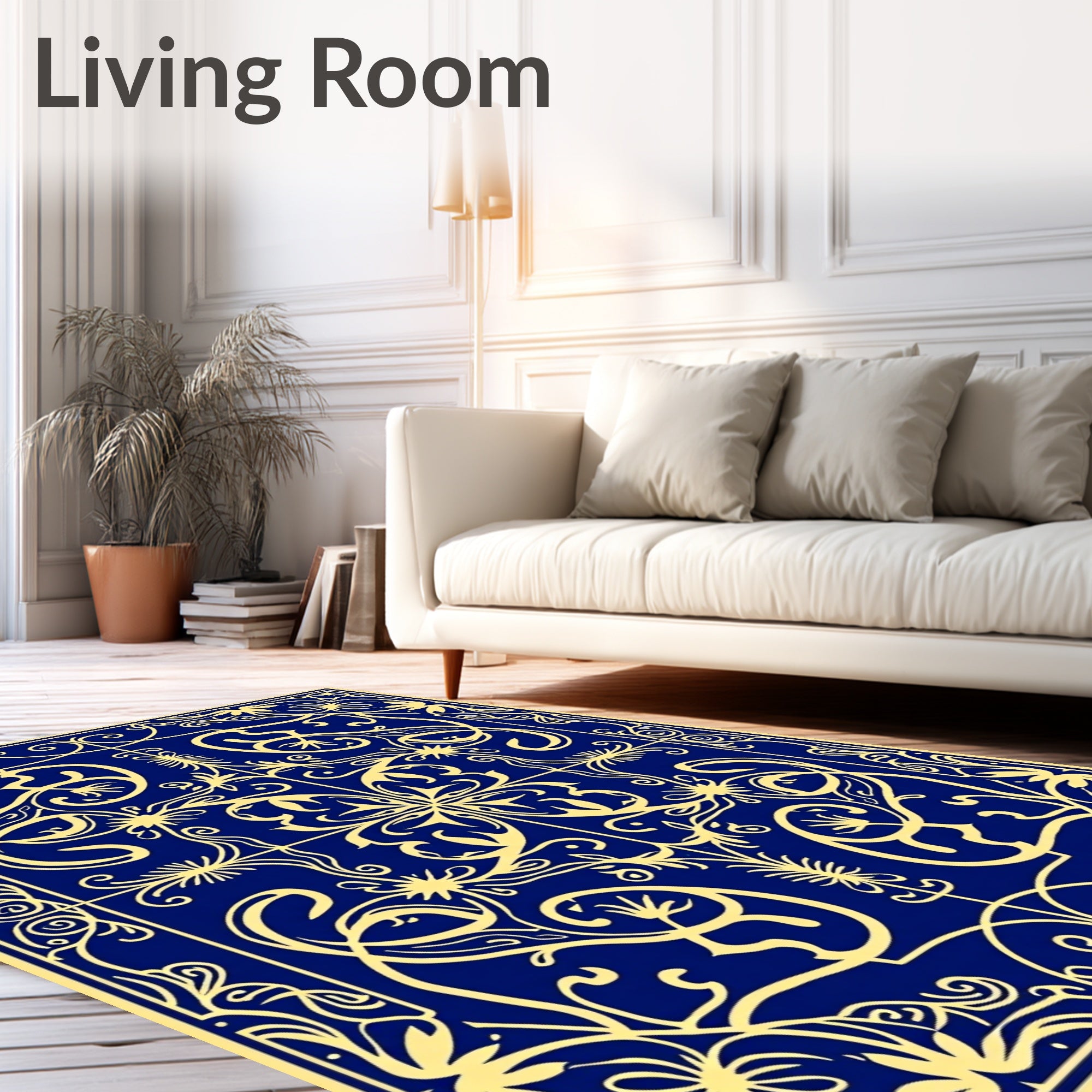 Art Nouveau Inspired Swirling Petal Mosaic with Stylized Blossoms (Blue) - ODIKA