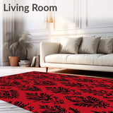 Classic Yuletide Damask with Evergreen Scrollwork(Red)