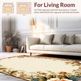 Ultra Soft Area Rug, Non Slip, Stain Resistant, Washable Area Rugs for Living Room, Bedroom, Beige Vintage Floral Living Room Rug(Beige)