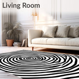 Hypnotic Spiral Vortex Tufted Dimensional Visual Maze Illusion(Black)